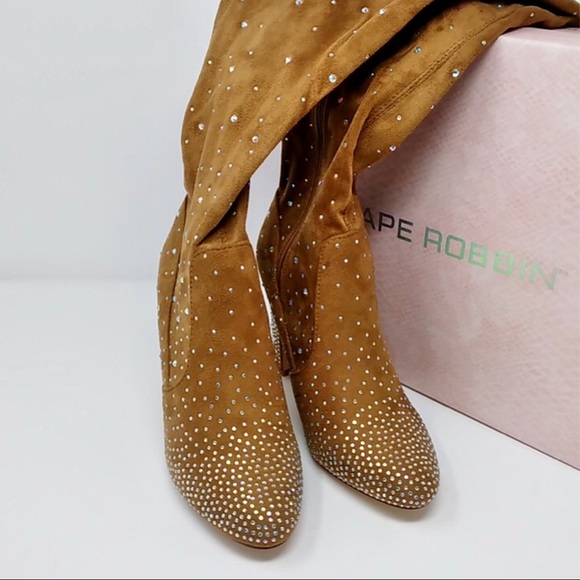 ❤️Size 9 Rhinestone Thigh High Suede Boots - Picture 3 of 8